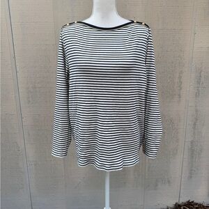 Striped Long Sleeve Boatneck Knit Long Sleeve TShirt